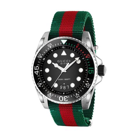 mens gucci watch red and green|gucci dive 45mm.